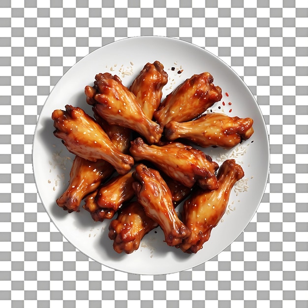 PSD barbecue chicken on a plate isolated on a transparent background