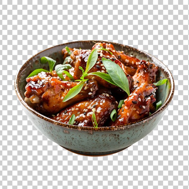 PSD barbecue chicken wings with white sesame on a transparent background