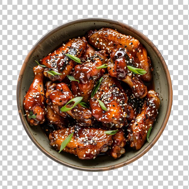 PSD barbecue chicken wings with white sesame on a transparent background