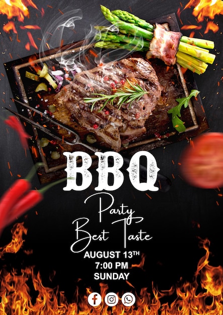 PSD barbecue party poster template