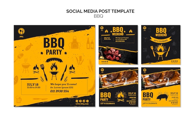 Barbecue party social media post template