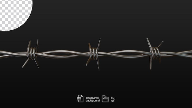 PSD barbed wire on transparent background