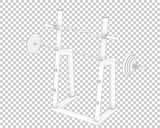 Barbell with weight rack on transparent background 3d rendering illustration