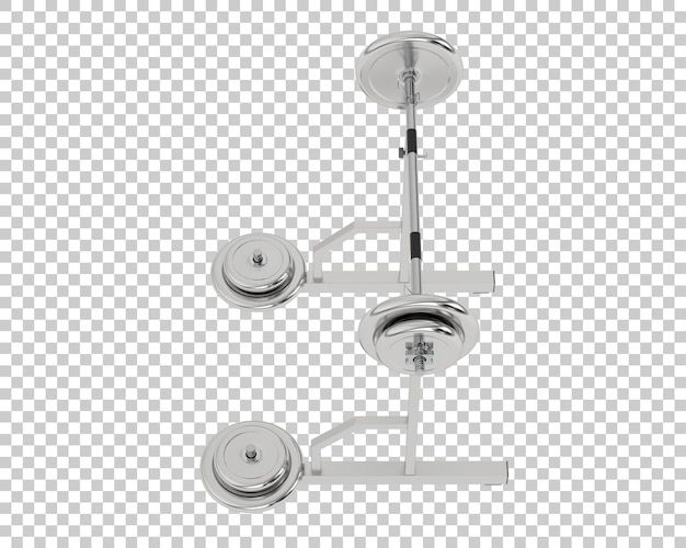 Barbell with weight rack on transparent background 3d rendering illustration