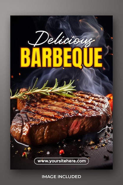 Barbeque BBQ party social media post template design