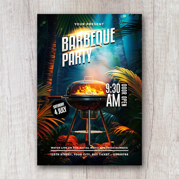 PSD barbeque party flyer social media banner