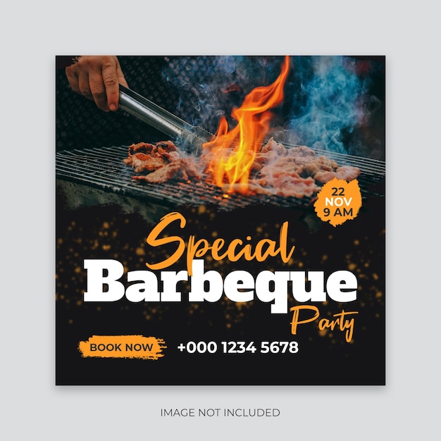 Barbeque social media post template delicious grill bbq food facebook instagram web banner