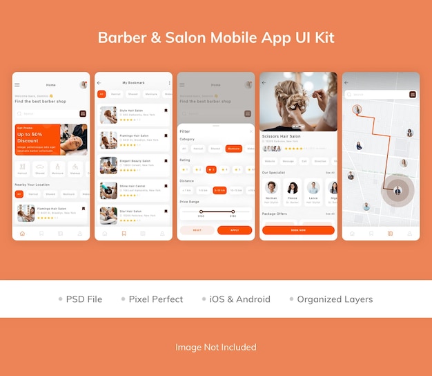 Barber and Salon Mobile App UI Kit