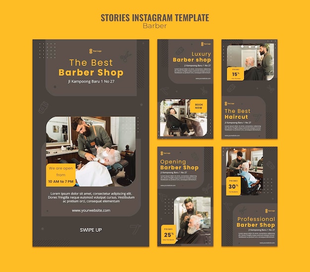 Barber shop instagram stories template