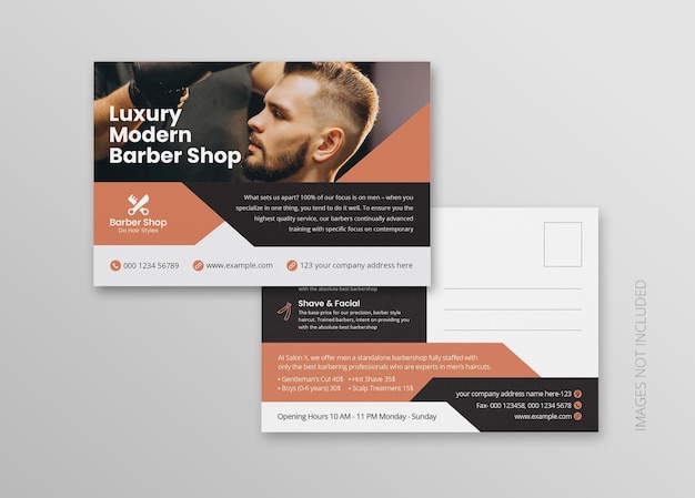 Barber shop postcard template