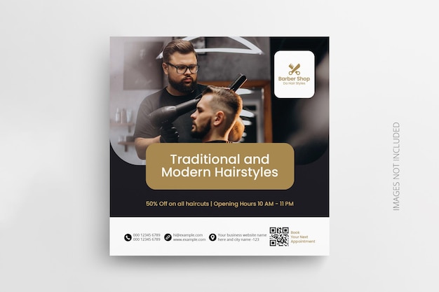 PSD barber shop social media post banner template