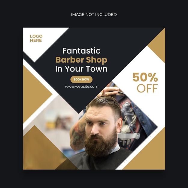 Barber shop social media post and promotion web banner template