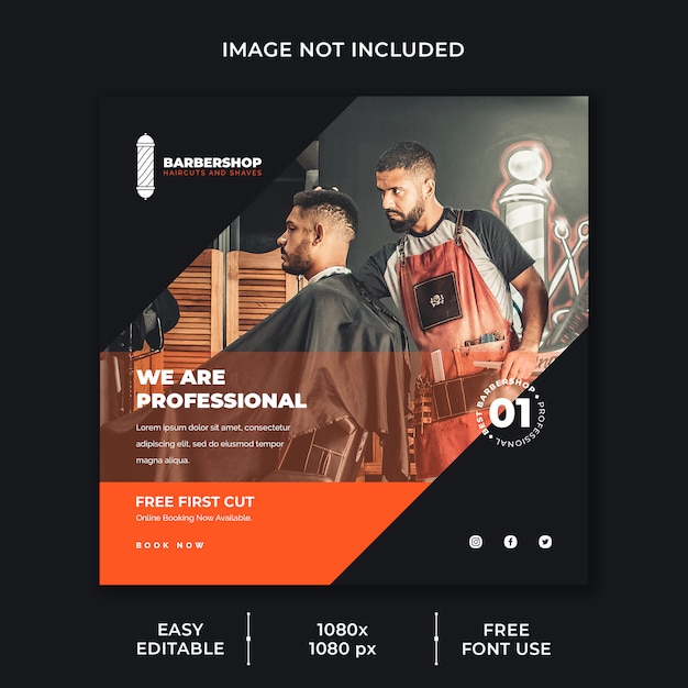 Barber shop social media template