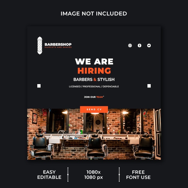 Barber shop social media template