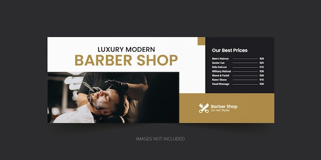 Barbershop beauty salon facebook cover template with web banner design