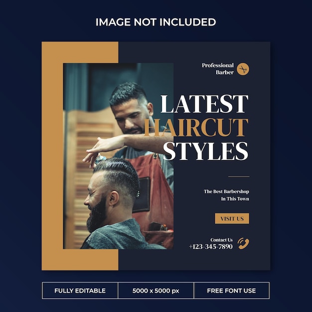 Barbershop instagram post social media template