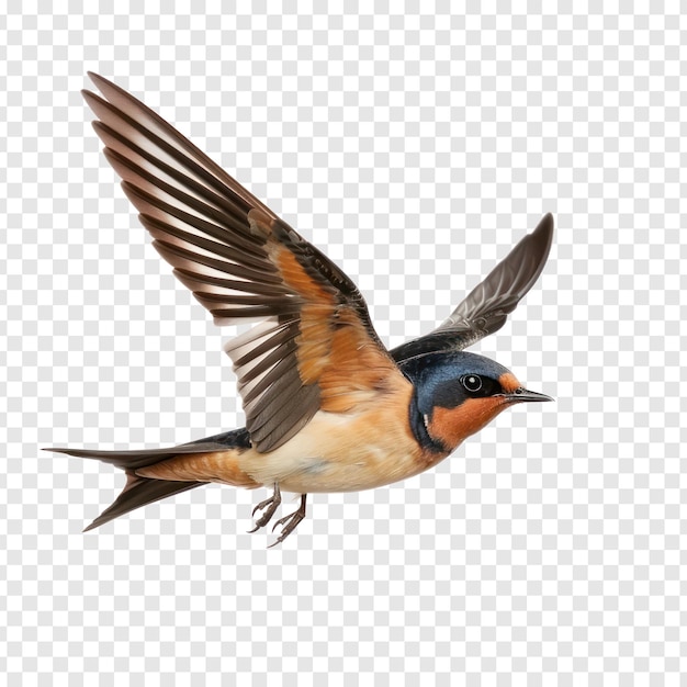 PSD barn swallow bird fly full body isolate on transparency background psd