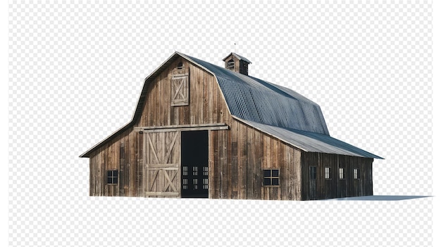 PSD a barn with a black roof on the front