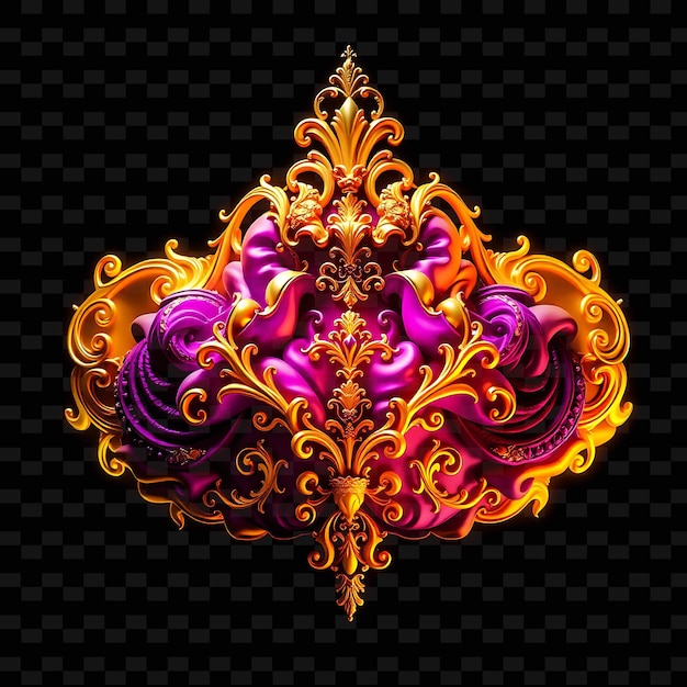 Baroque Cloud Adorned With Ornate Patterns Intricate Details and Lavish Design_Isolated_Neon_Objects