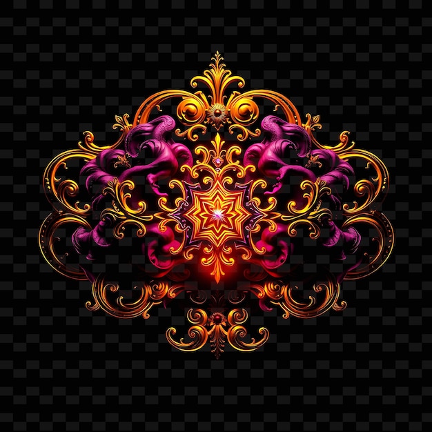 Baroque Cloud Adorned With Ornate Patterns Intricate Details and Lavish Design_Isolated_Neon_Objects