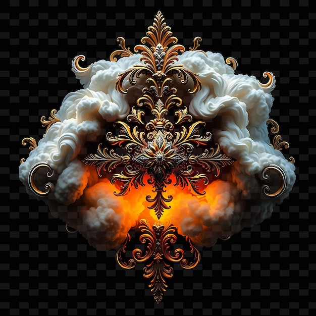 Baroque Cloud With Ornate Patterns Intricate Details and Dramatic Textures N_Isolated_Neon_Objecte