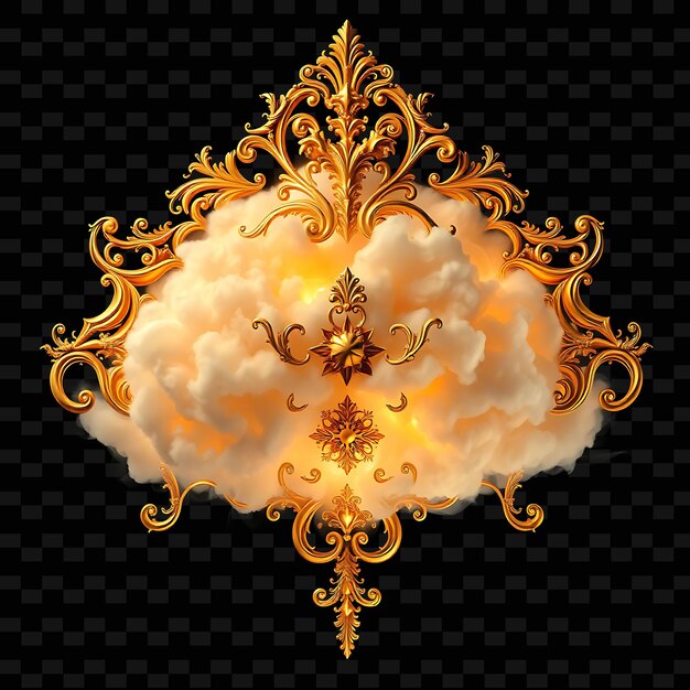 Baroque Cloud With Ornate Patterns Intricate Details and Dramatic Textures N_Isolated_Neon_Objecte