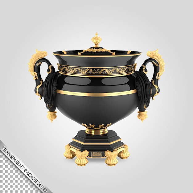 baroque cup black gold transparent background