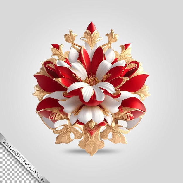 Baroque luxury flower emblem transparent background