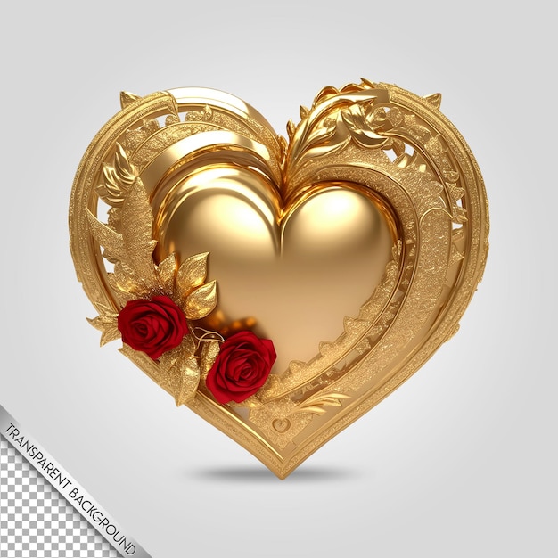 Baroque luxury heart love emblem transparent background