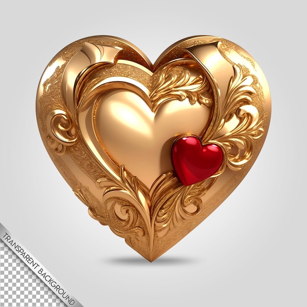 Baroque luxury heart love emblem transparent background