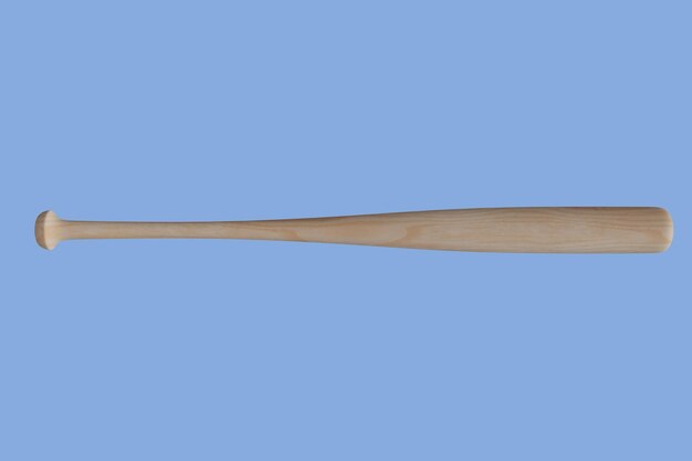 Baseball bat isolated on a blue background 3d rendering