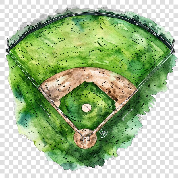 PSD baseball field watercolor illustration sport