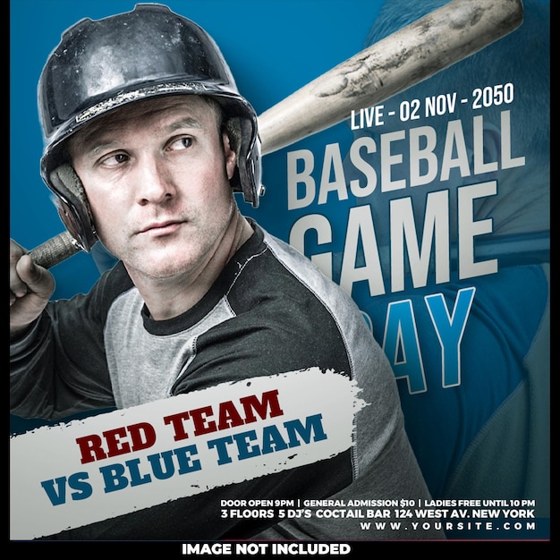 PSD baseball game day social media post template design