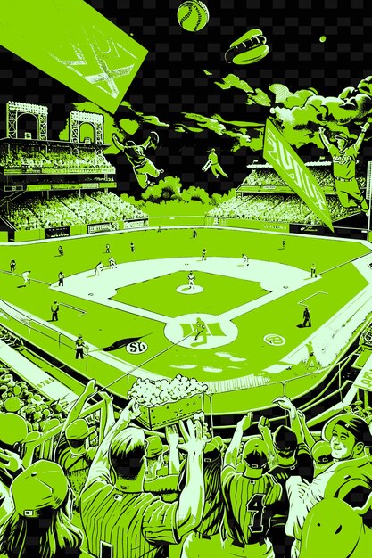 PSD a baseball game scene with fans cheering in the stands hot d creative illustration idea designs