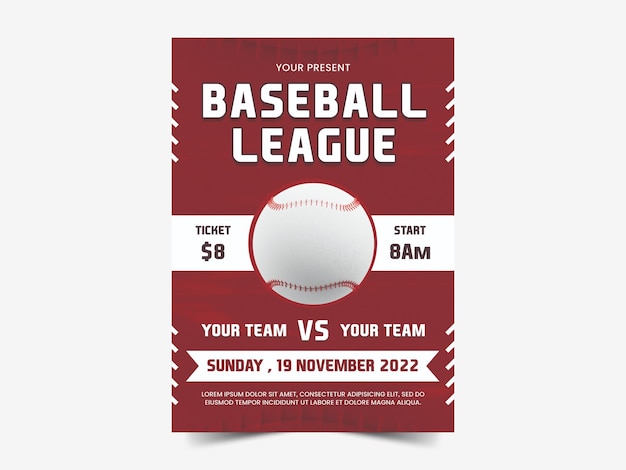 Baseball Lague Flyer With 3D Icon