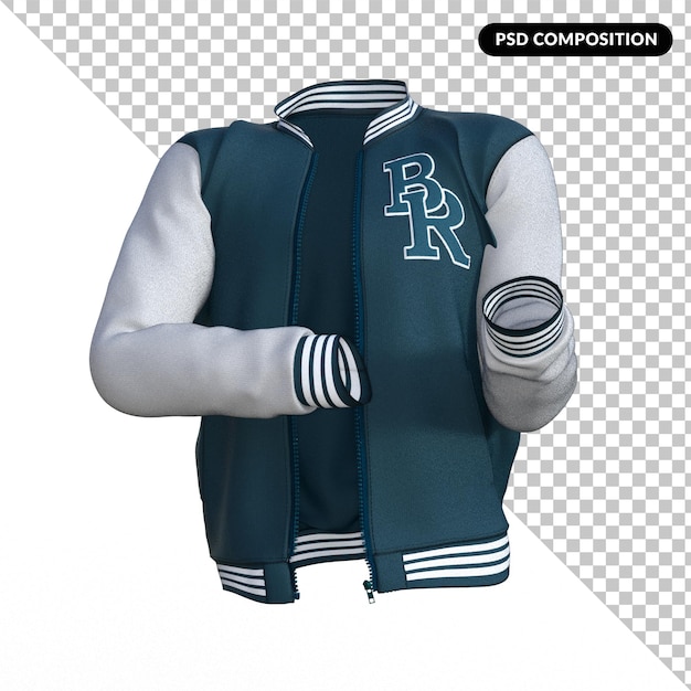 PSD baseball style jacket isolated 3d