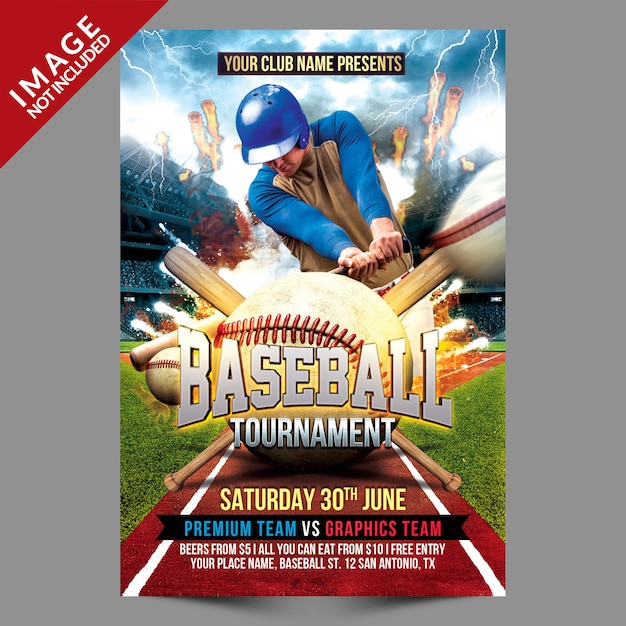 PSD baseball tournament sport flyer template