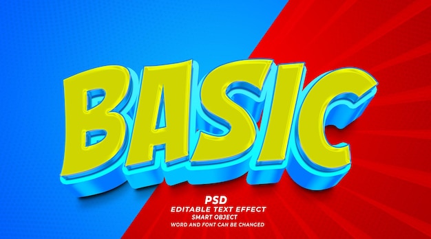 Basic 3d editable text effect photoshop template with background