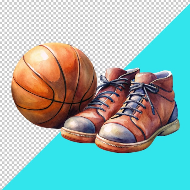 PSD basket ball and shoes on transperent background