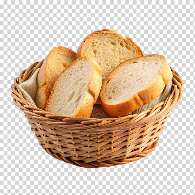 A basket of bread slices on transparent background