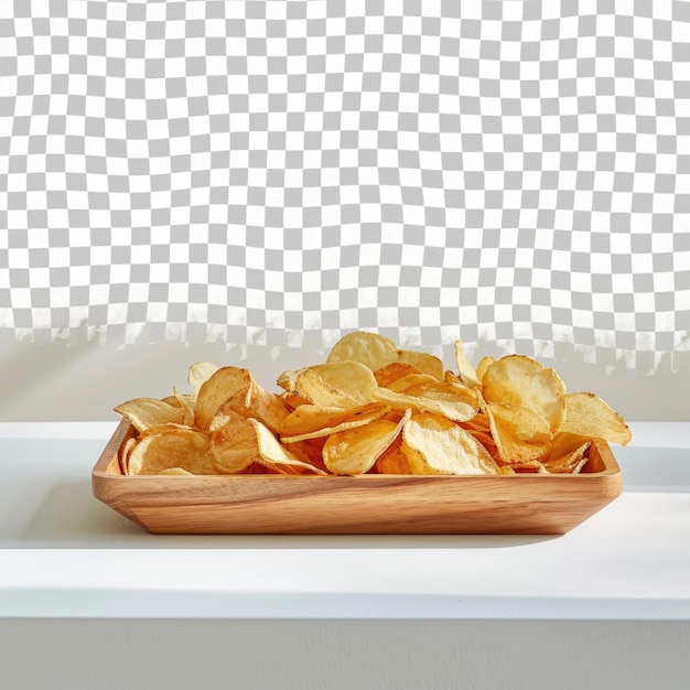 a basket of chips with a white background with a checkered pattern