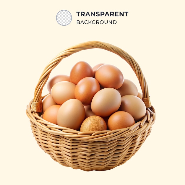 PSD a basket of eggs isolated on transparent background