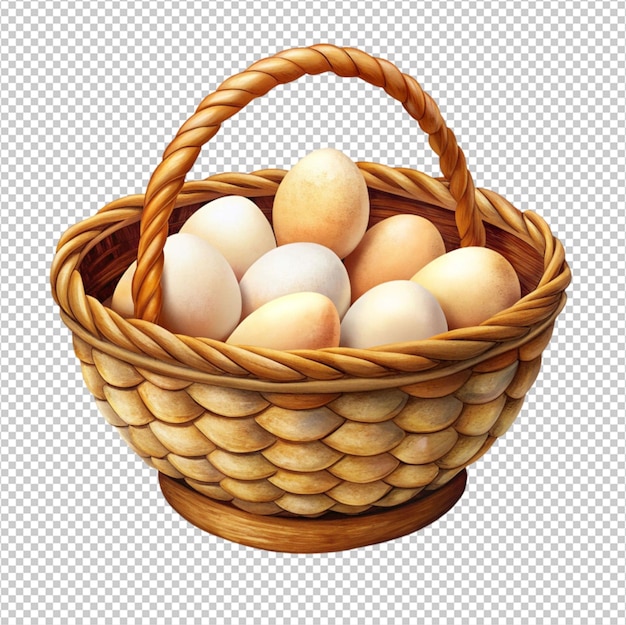 PSD a basket of eggs on white background