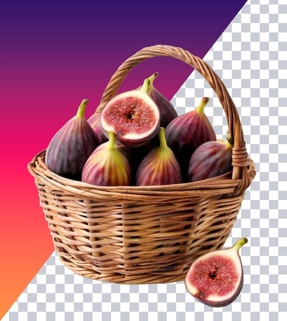 PSD a basket of figs with a purple and green fig