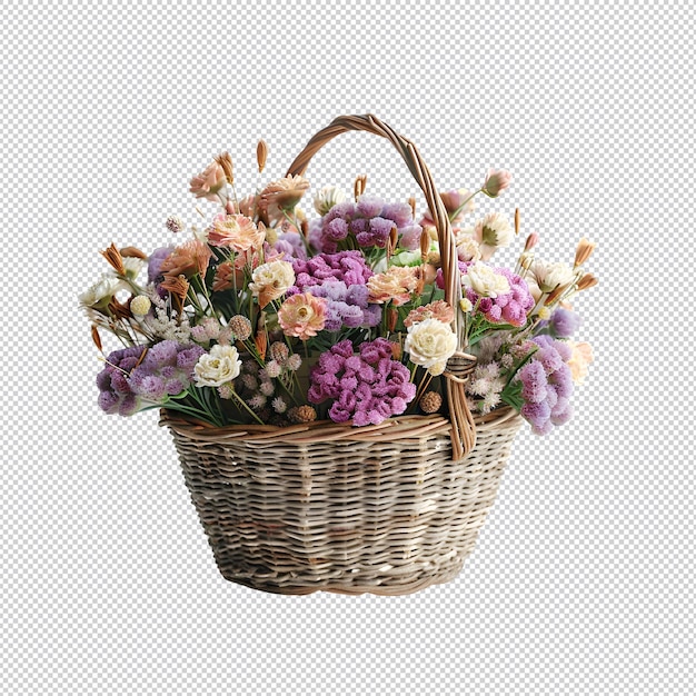 PSD a basket of flowers with a basket of flowers and a basket of flowers