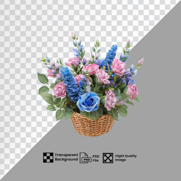 a basket of flowers with a basket of flowers