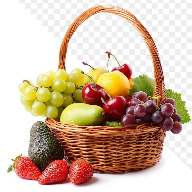 PSD a basket of fruit and a basket of fruit with a straw basket of fruit