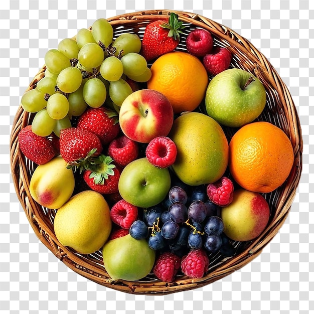 basket of fruits on transparent background