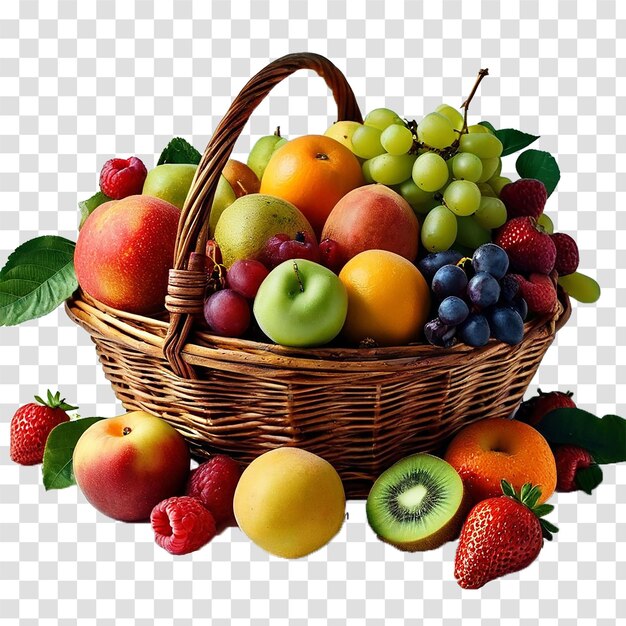 basket of fruits on transparent background