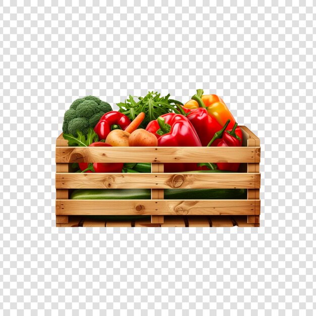 PSD basket full of groceries and vegetables isolated on transparent background